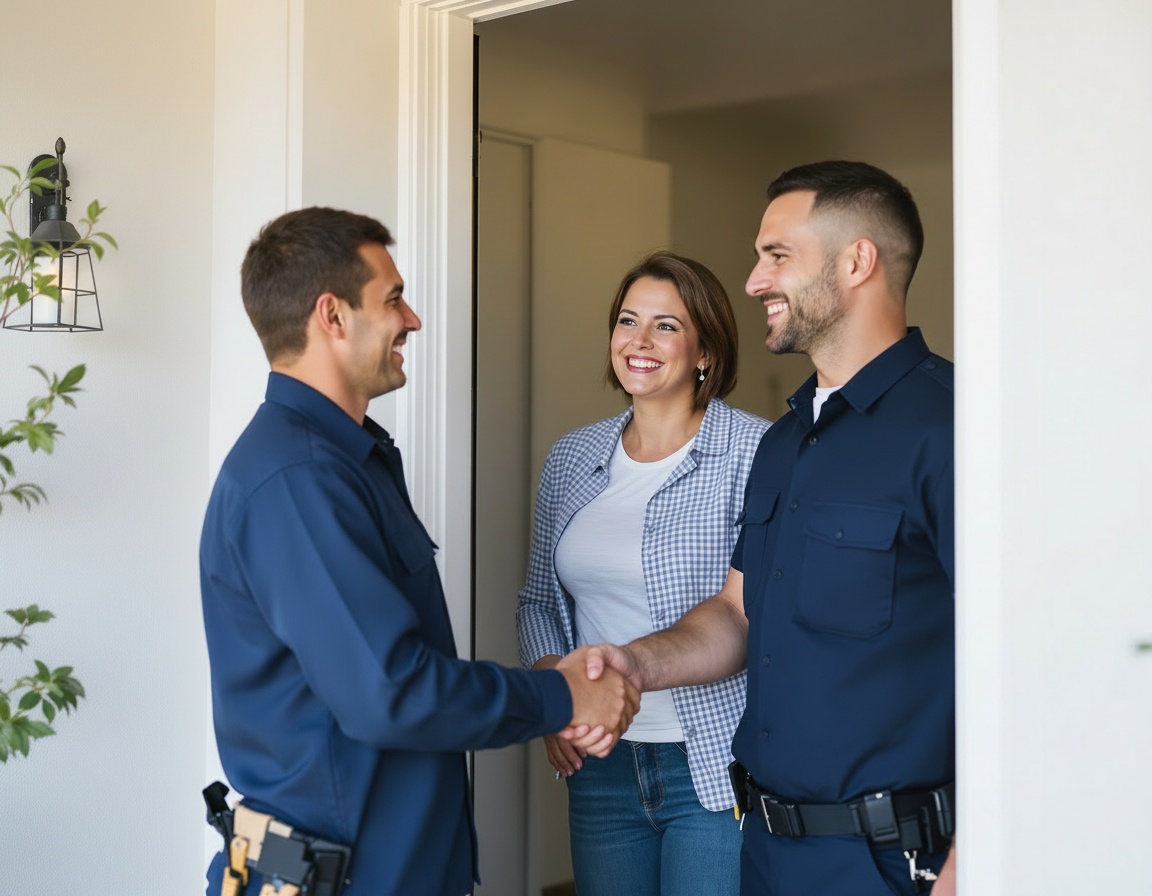 Renova professional technician with homeowner home comfort services