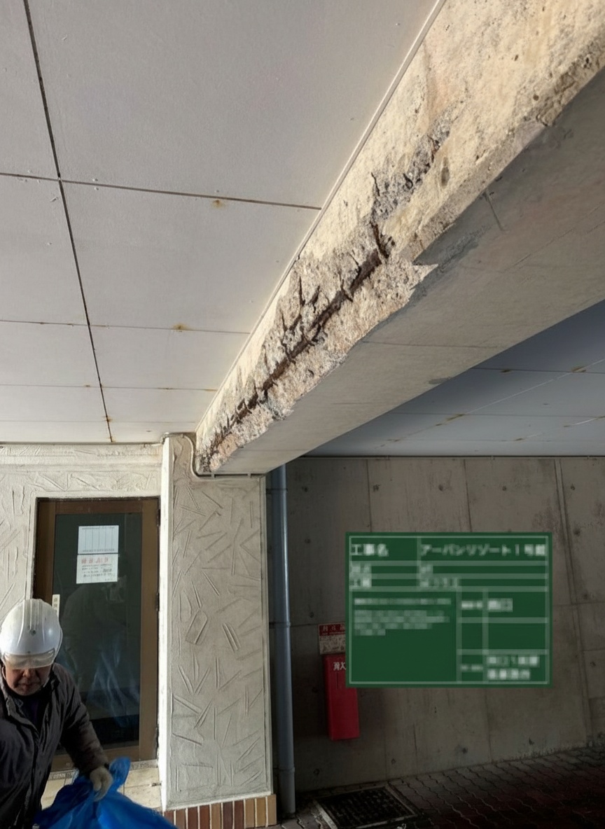 打診調査で異常箇所をマーキング