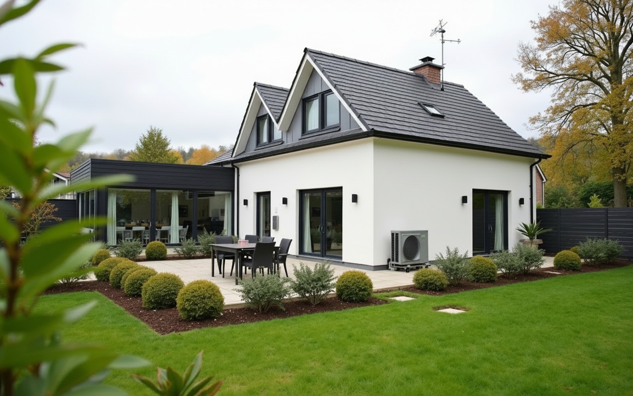 Air Source Heat Pump Installation — Adapt Renewables Chesterfield Air source heat pump installation on a modern home in Chesterfield Derbyshire