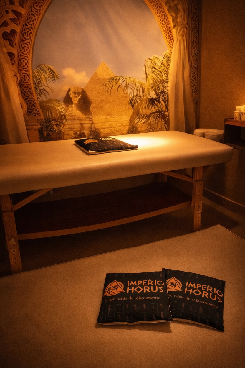 Sala de massagem com maca e tatame - Spa Egípcio Rio de Janeiro