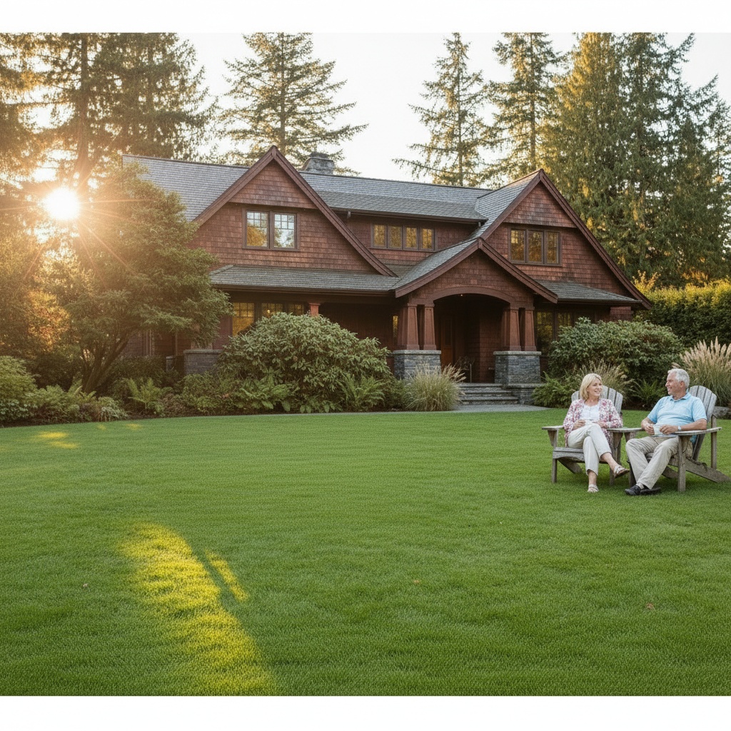 Reverse mortgage Canada — senior BC homeowners enjoying retirement security in their Langley home