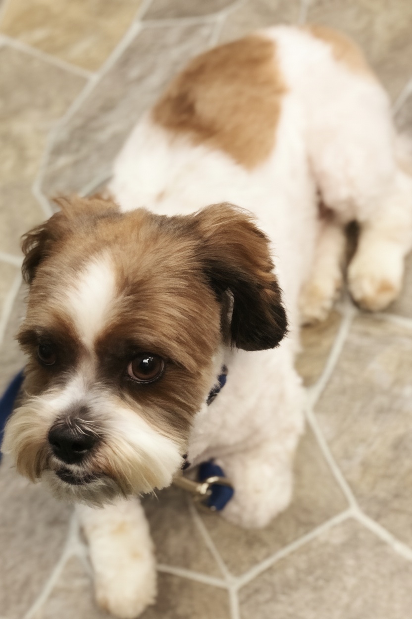 Shih Tzu with flowing coat styled at Dog Grooming on Wilson, Ancaster Shih Tzu with flowing coat styled at Dog Grooming on Wilson, Ancaster