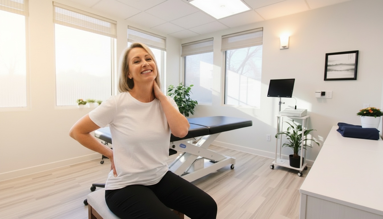 Happy pain-free patient after chiropractic treatment