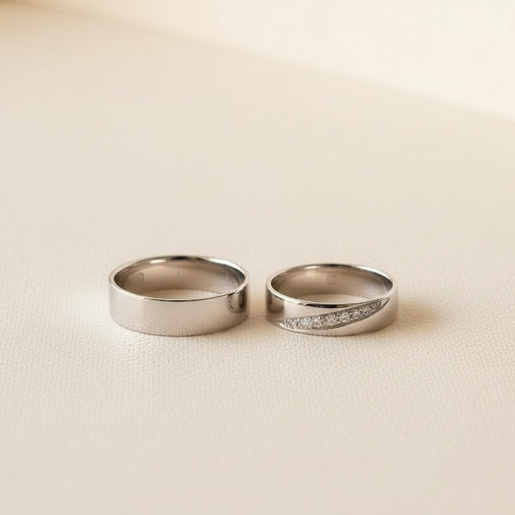 Aros Matrimonio Oro Blanco con Brillantes