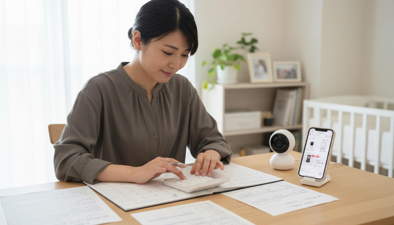 1日あたりのコストを計算する日本人ママ