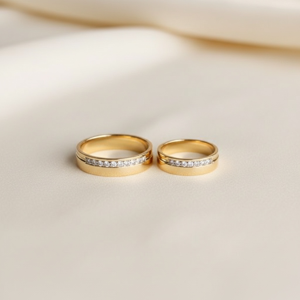 Aros Matrimonio Oro Amarillo con Brillantes