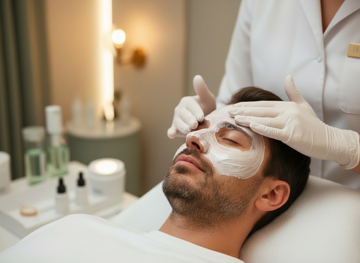 Man receiving facial treatment