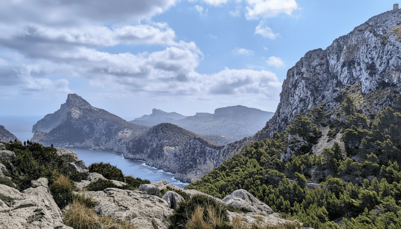 Cap de Formentor cliffs plunging into turquoise sea — lighthouse at the peninsula's edge in golden light, inspiration for every art retreat painter