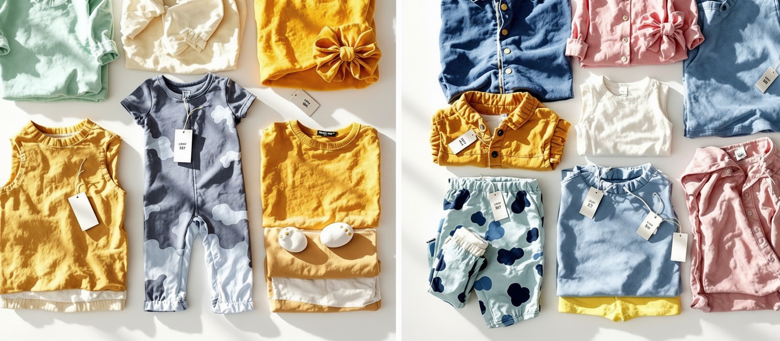 新品とUSED子供服の価格比較イメージ