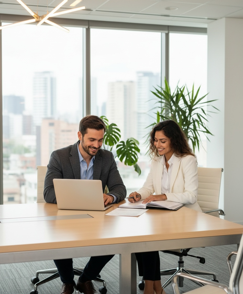 Equipe MEI Soluções em reunião — especialistas prontos para atender