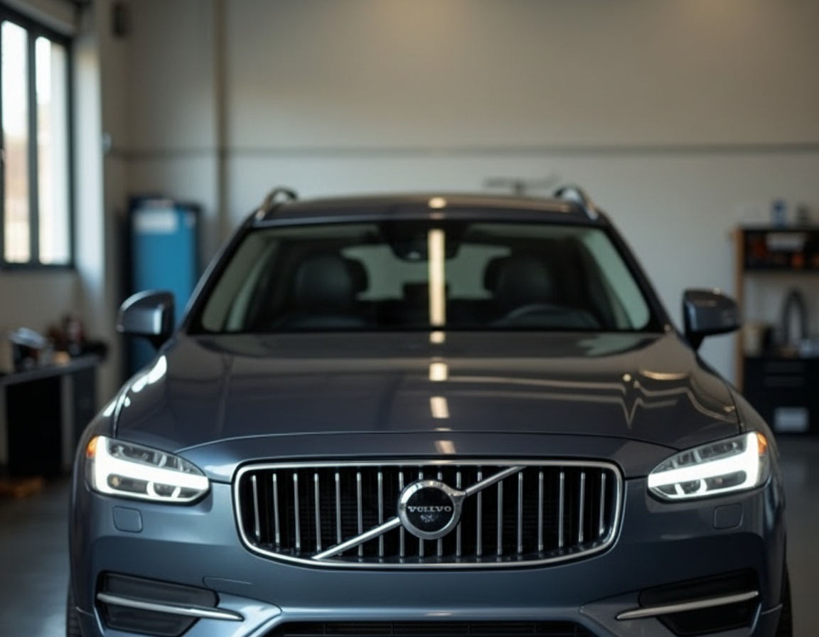 Volvo bil i modern verkstad