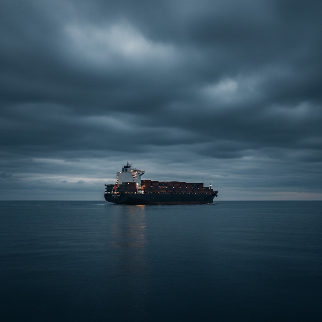 Modern cargo vessel at sea