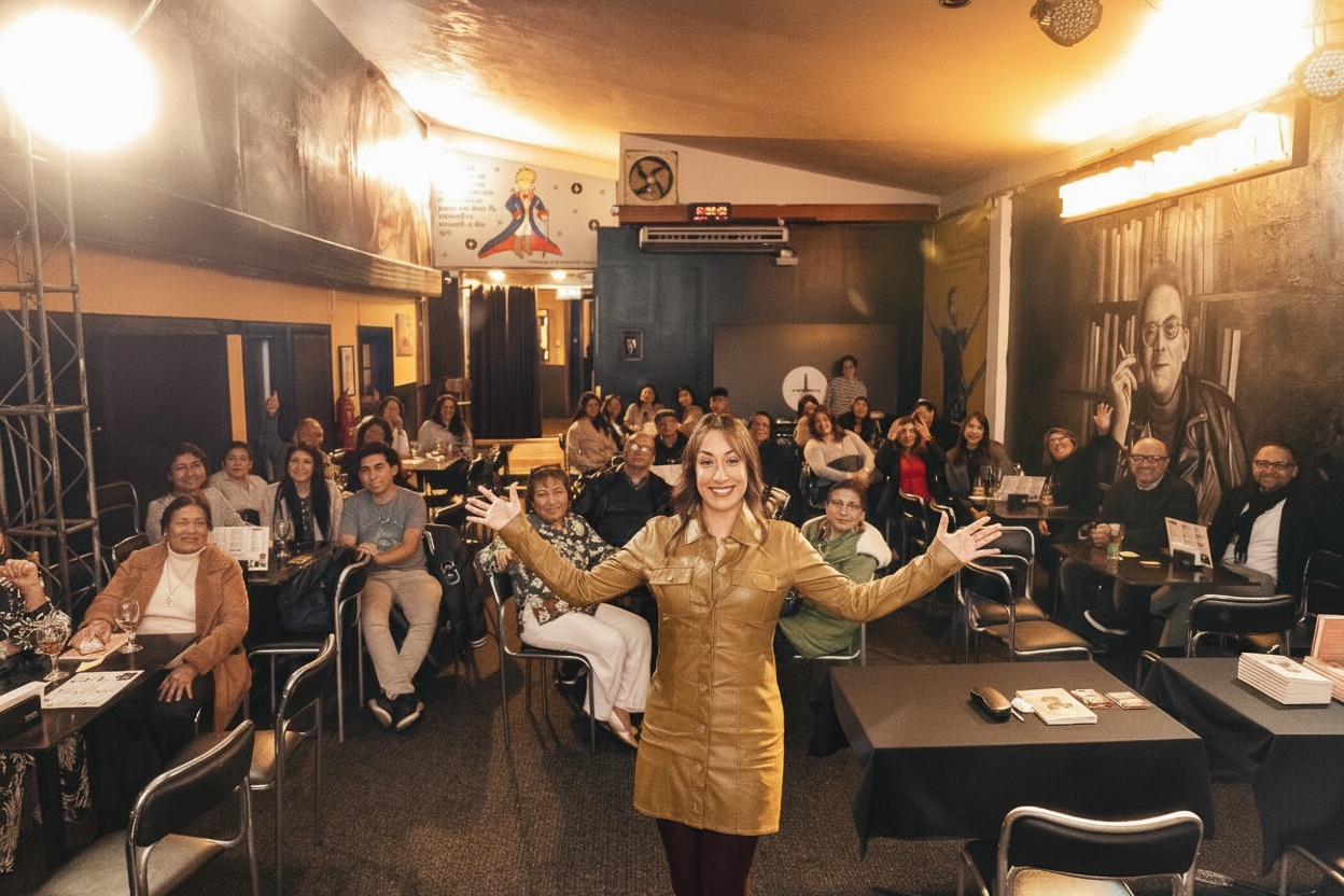 Fiorella speaking to an audience
