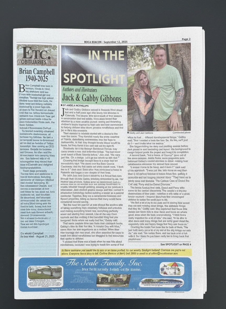 Newspaper article about Jack and Gabrielle Gibbons - Page 1