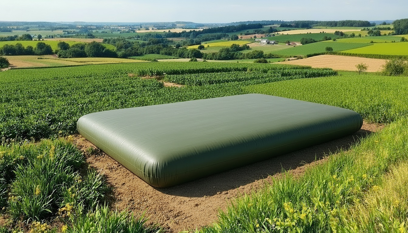 Depósito flexible de agua instalado en finca agrícola