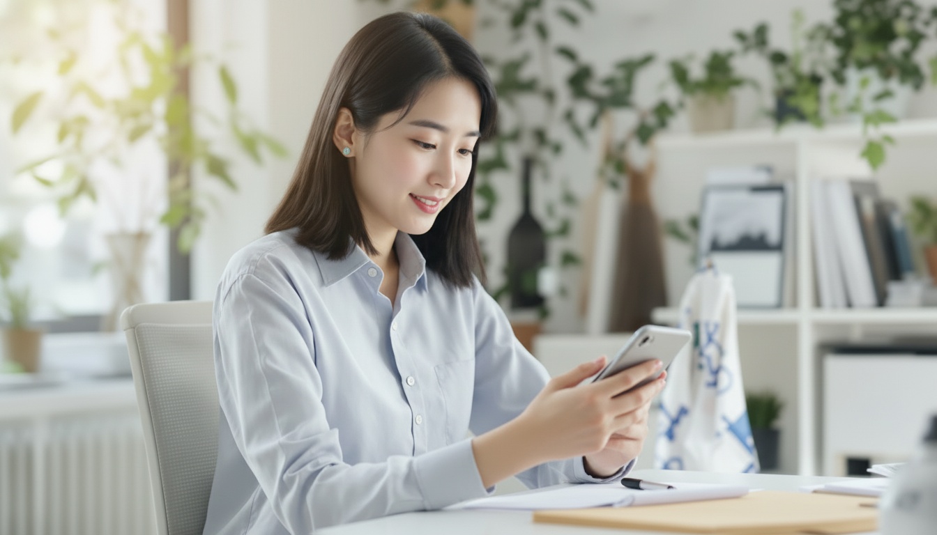 スマホでPalfish Academy退会手順を確認する日本人ママ