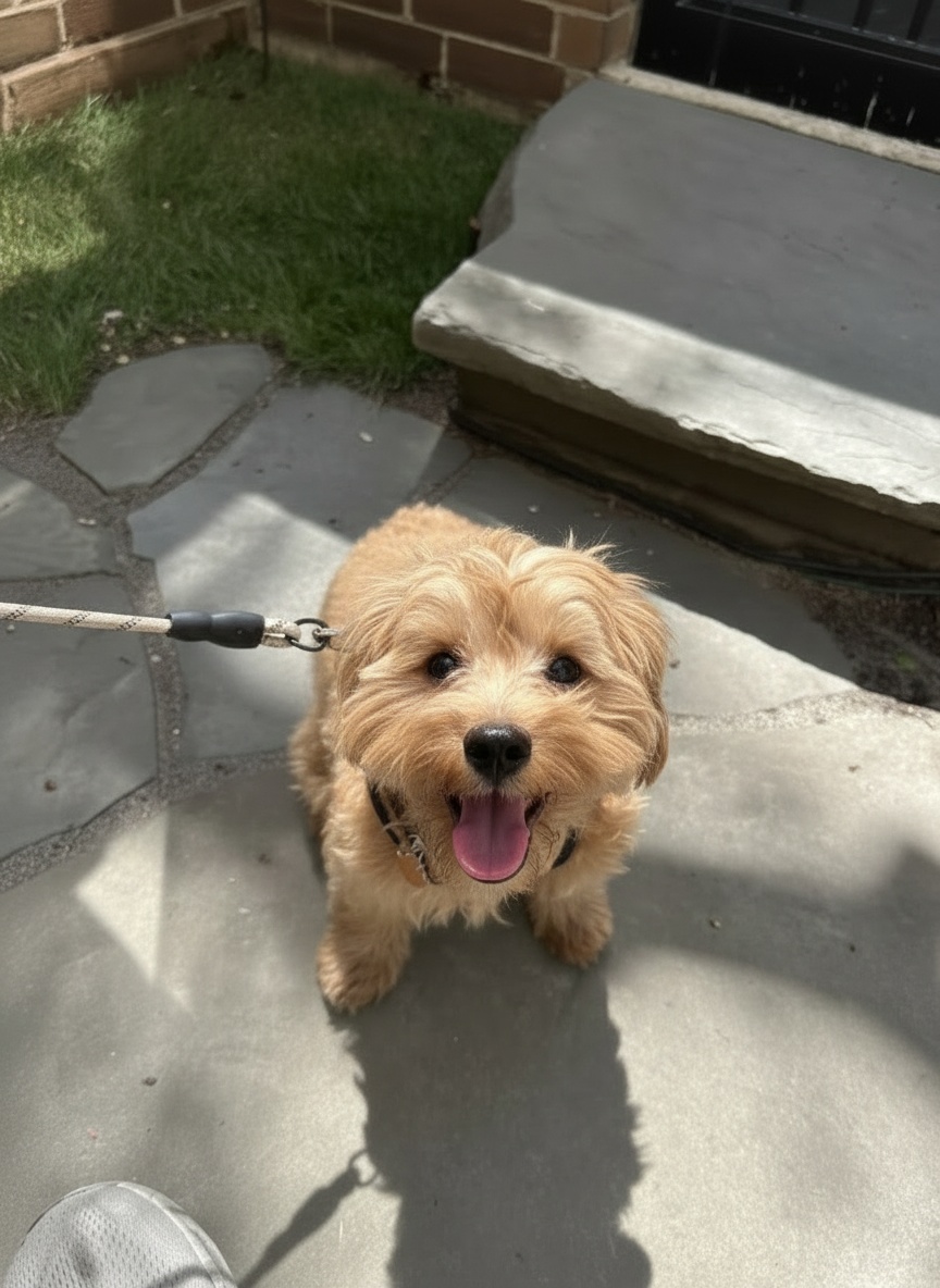 Happy dog on the boarding page