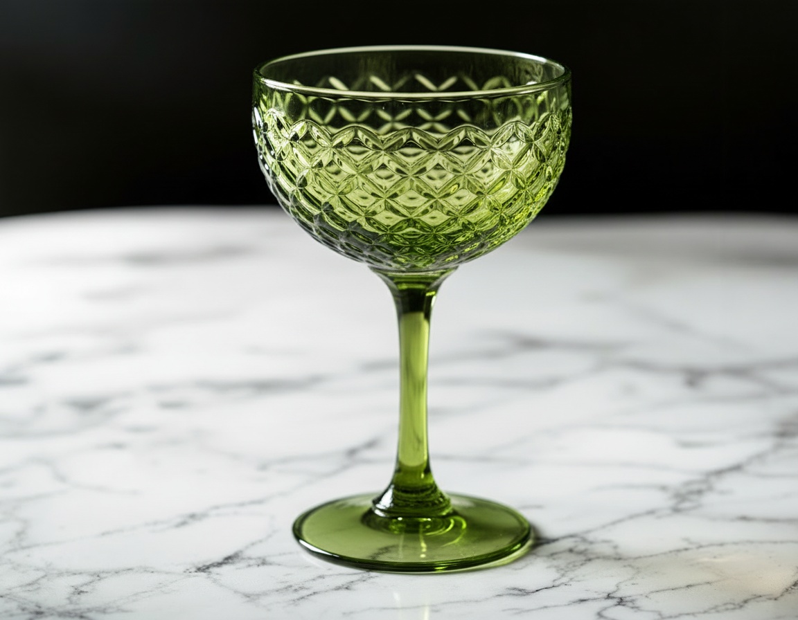 橄榄绿鱼纹浮雕鸡尾杯·花纹系列