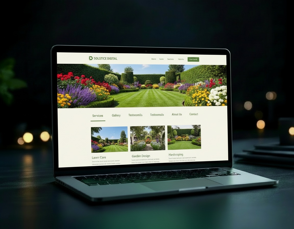 Professional website design for a local service business displayed on a modern laptop