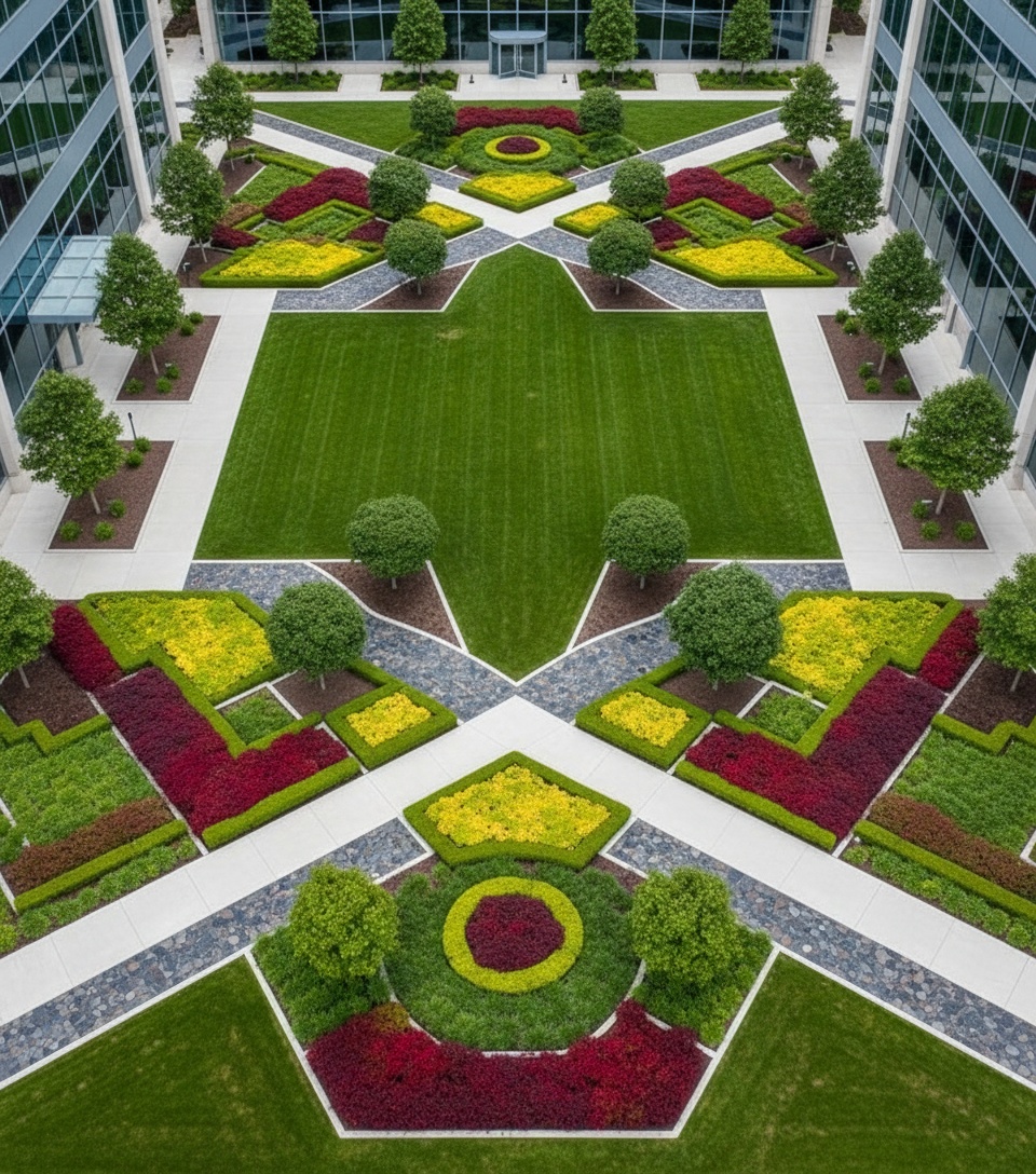 Professional landscaping team at work