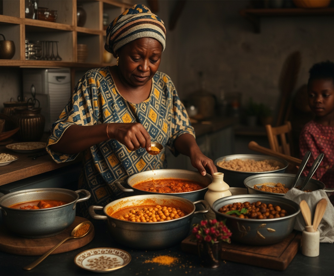 Luxury African cooking scene