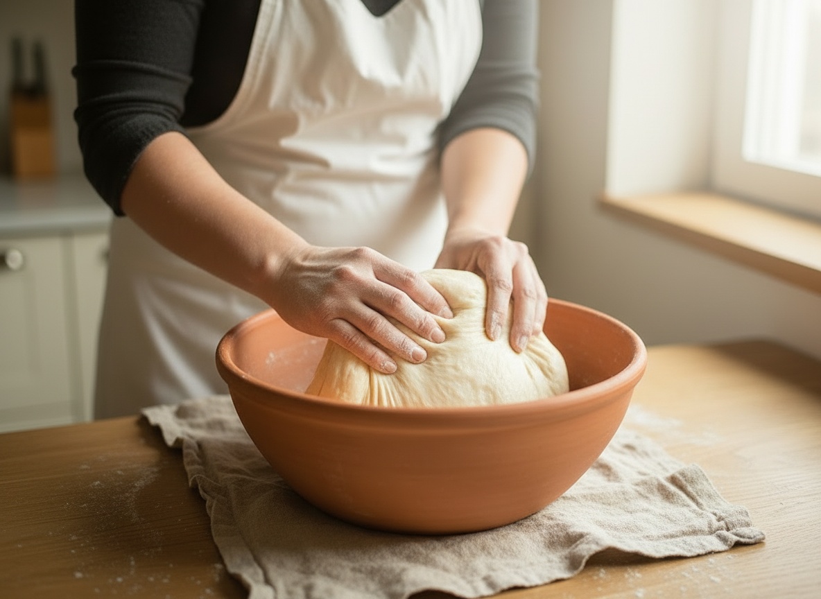 Mixing and developing sourdough dough by hand