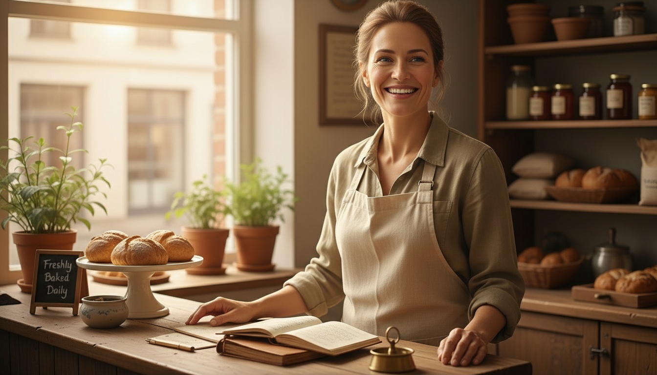 Small business owner reviewing their website