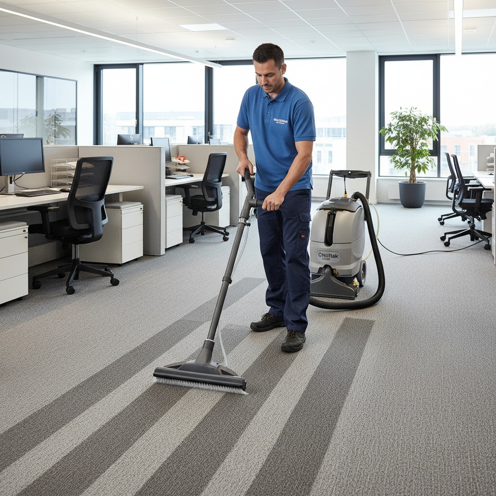 Professional carpet extraction cleaning in office