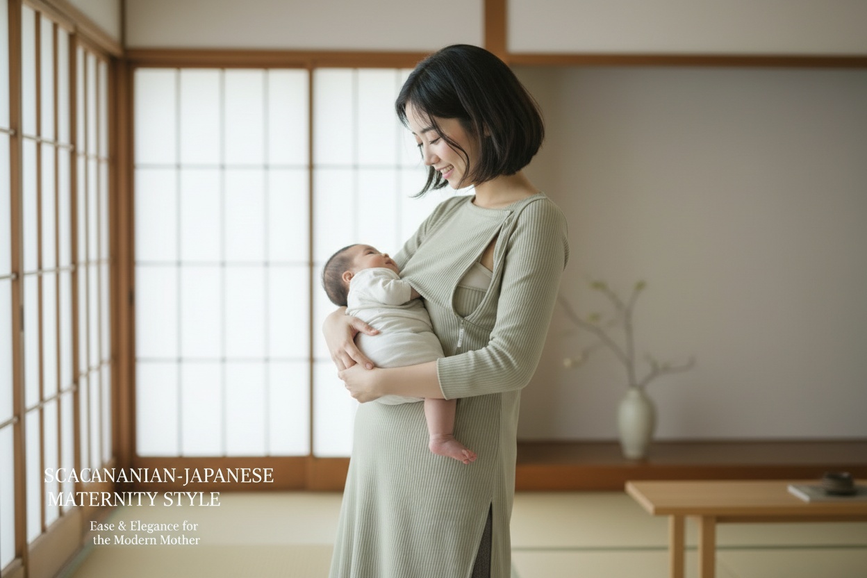 Pearlsのおしゃれな授乳服を着たママ