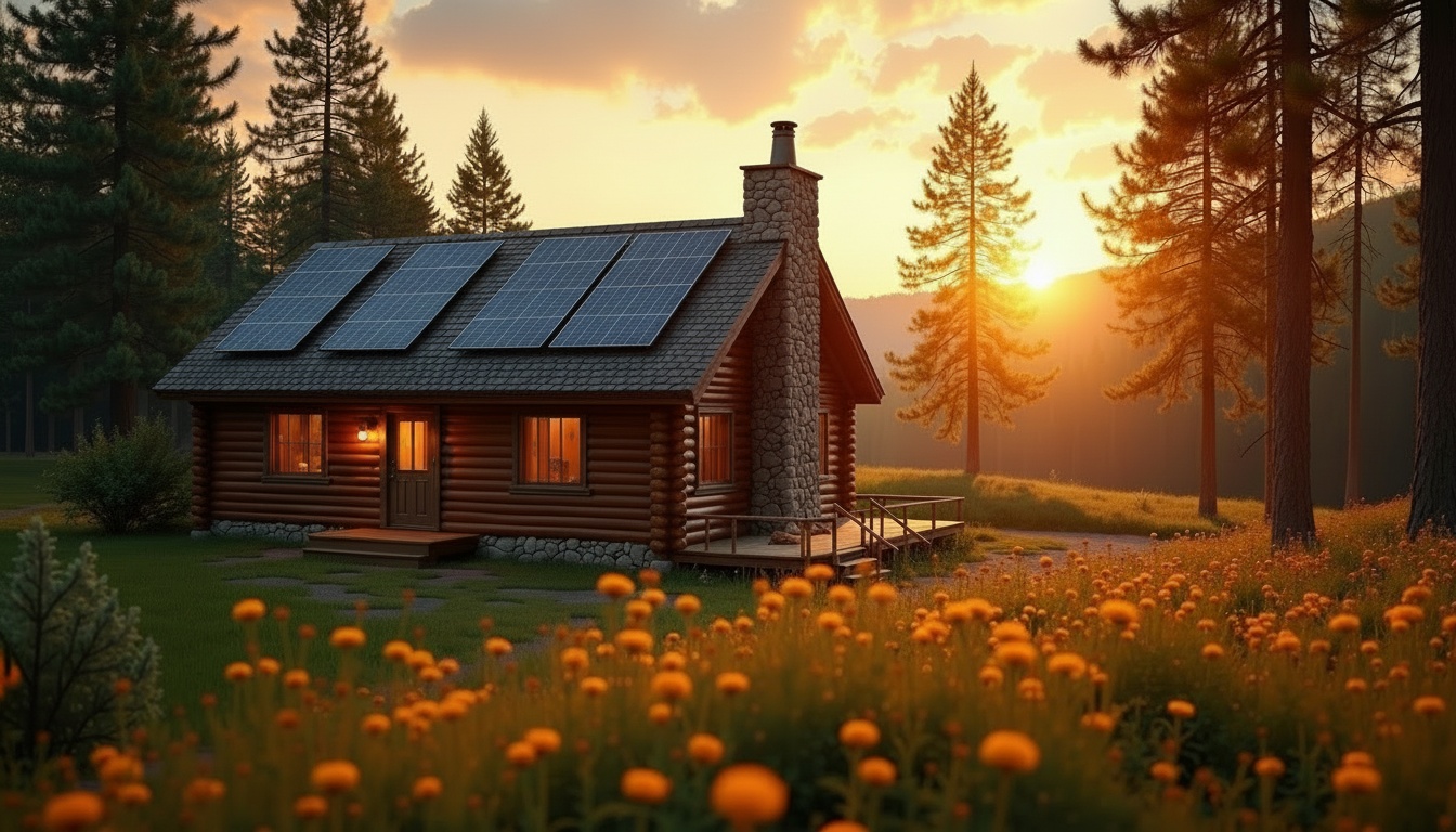 Off-grid cabin in forest