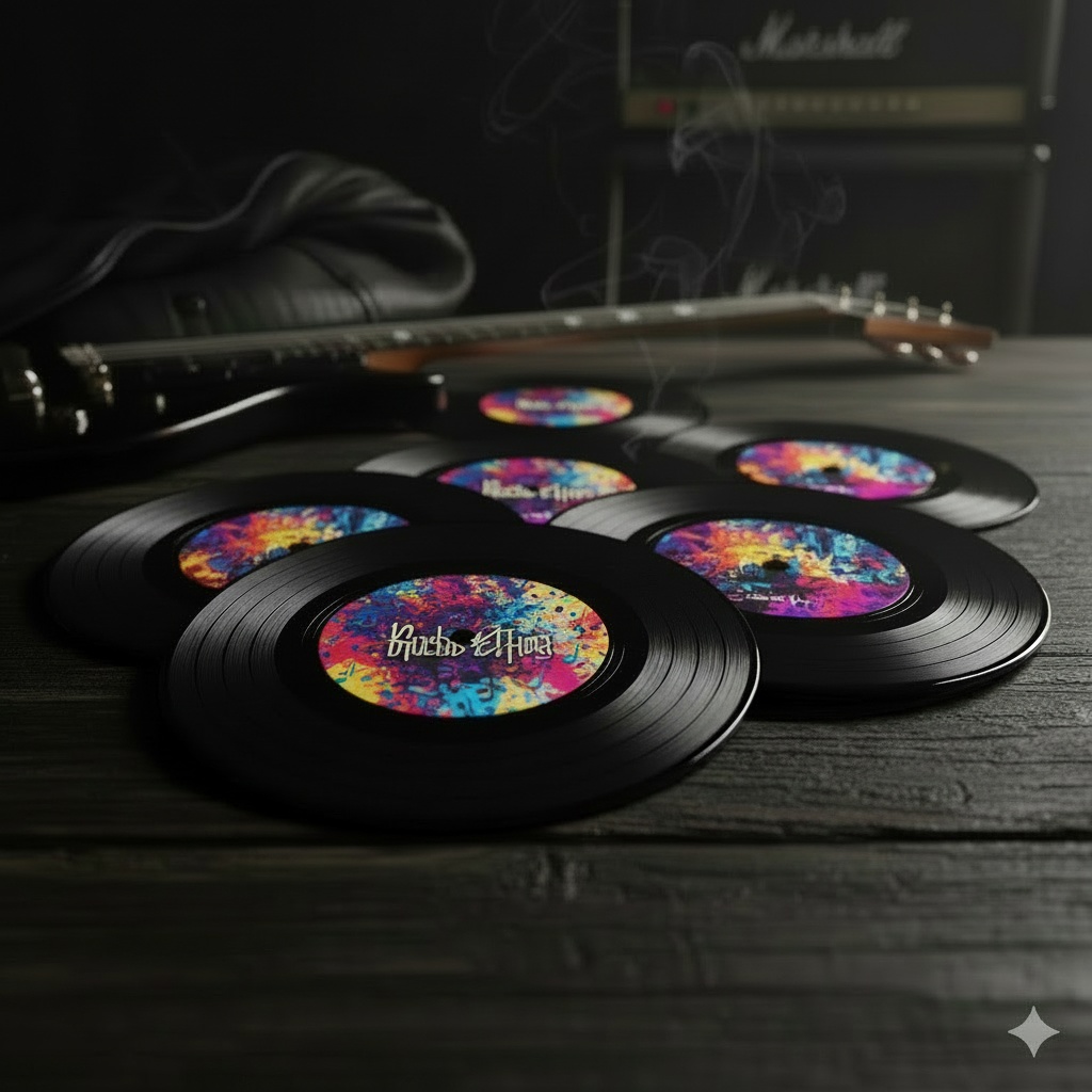 Vinyl CD - płyta CD z wyglądem płyty winylowej, rowki winylowe wykonane specjalną techniką sitodrukową, nadruk wg projektu klienta w centrum płyty, bestseller drukarni płyt CD wyglądających jak winyl, druk od 1 sztuki łączony sitodruk