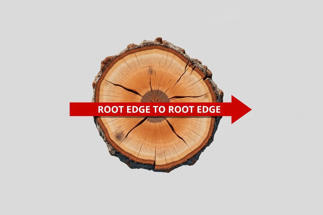 Measure stump from root edge to root edge