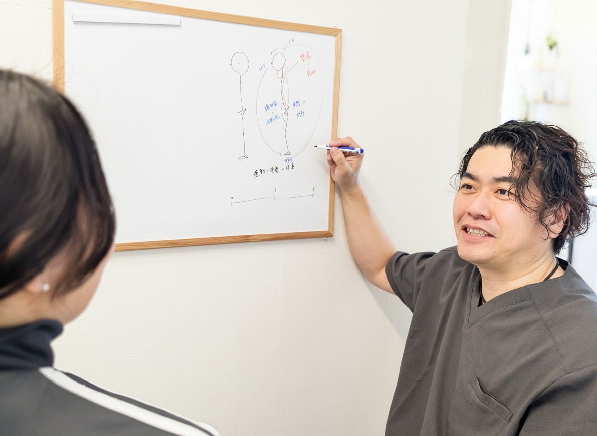 骨盤の模型で説明