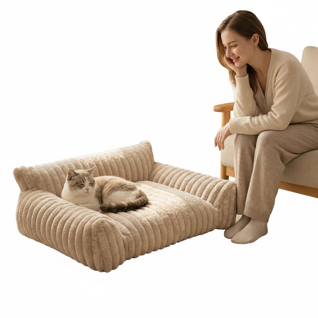 High-Quality Luxury Rabbit Fur Sofa Bed for Cats & Dogs