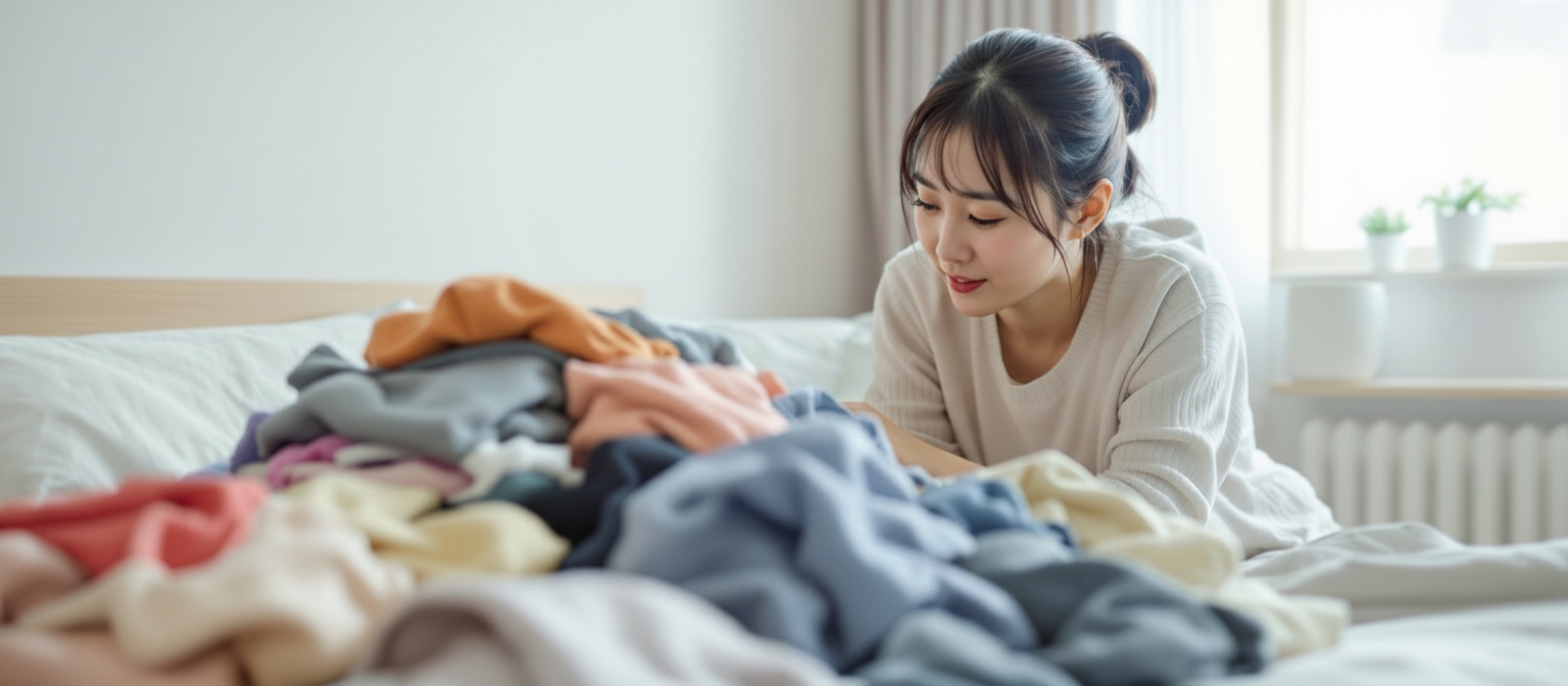 サイズアウトした子供服に悩むママ