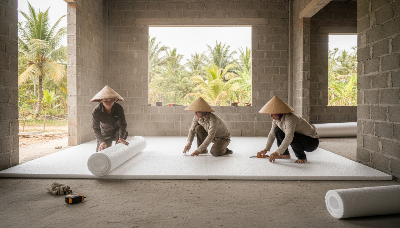 Cách Nhiệt Sàn Nhà Bằng Xốp Cuộn