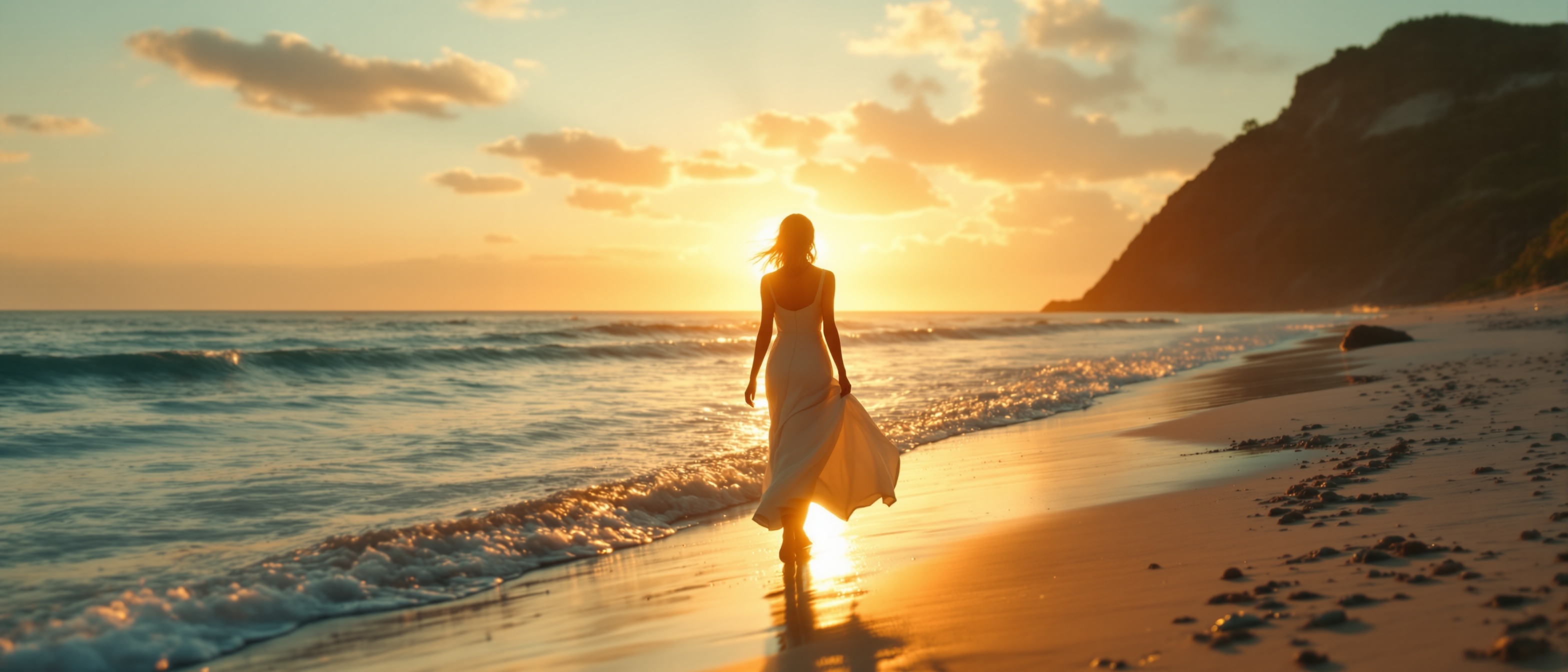Peaceful coastal golden hour wellness moment — supporting how you feel, perform, and age