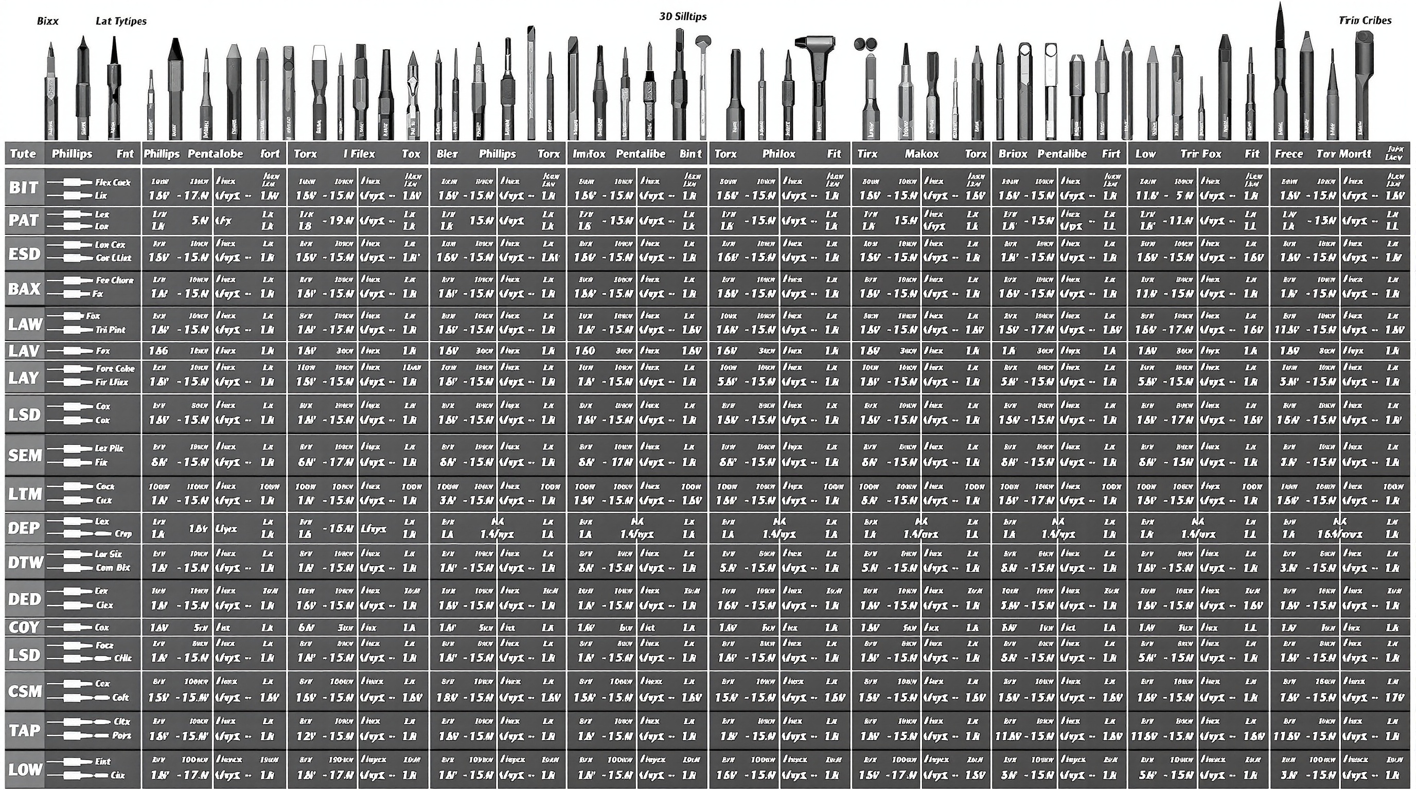 Bits for Every Thing — iFixit Mako 64-bit visual guide showing all driver bit types and sizes
