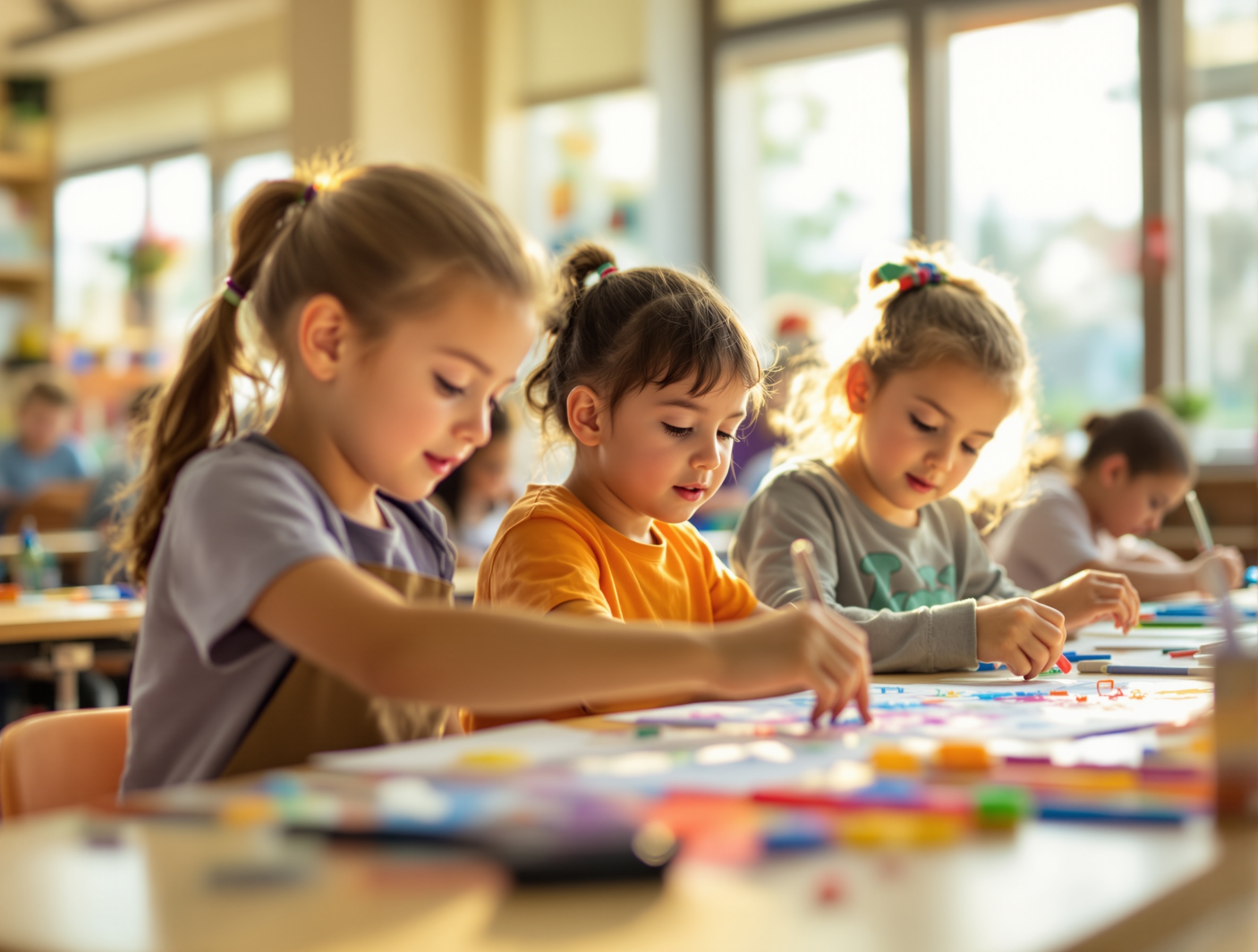 Children engaged in creative learning activities
