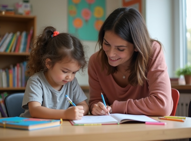 Teacher working with student