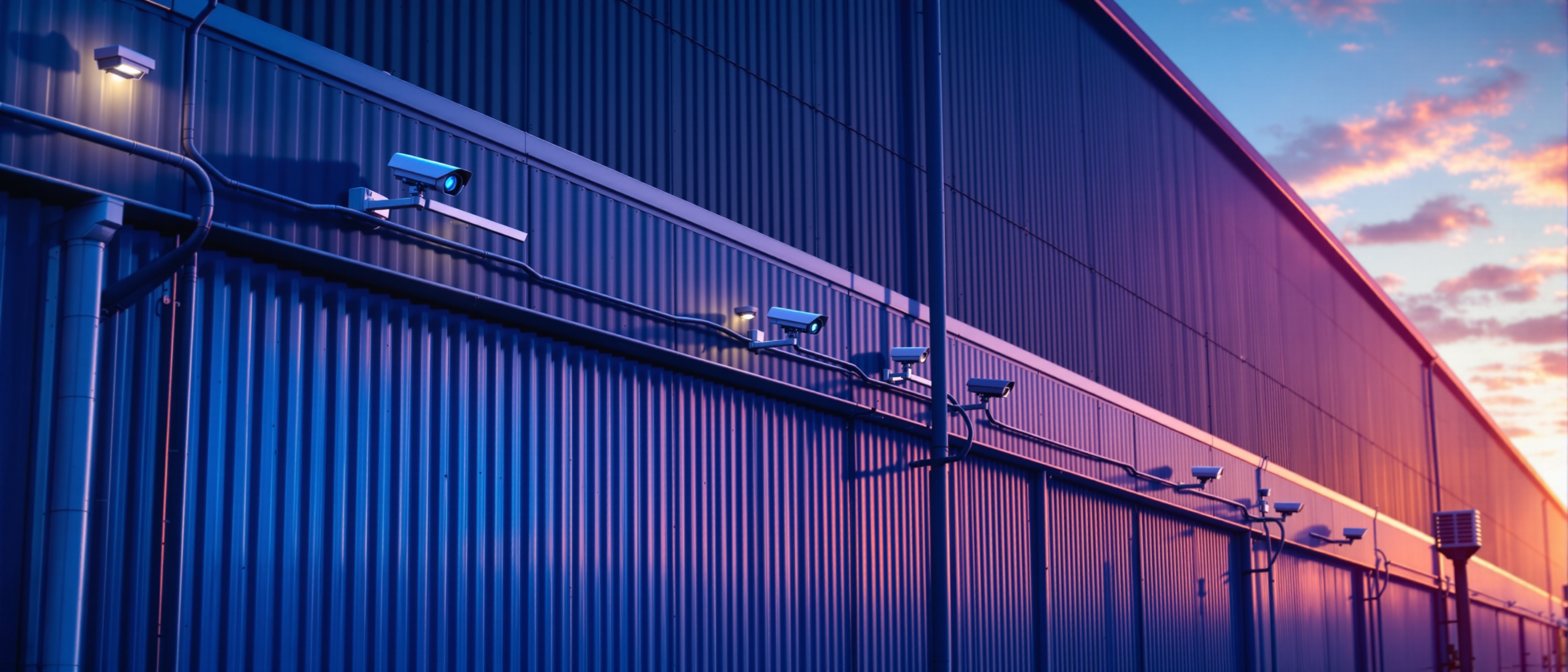 Commercial warehouse with security camera installation