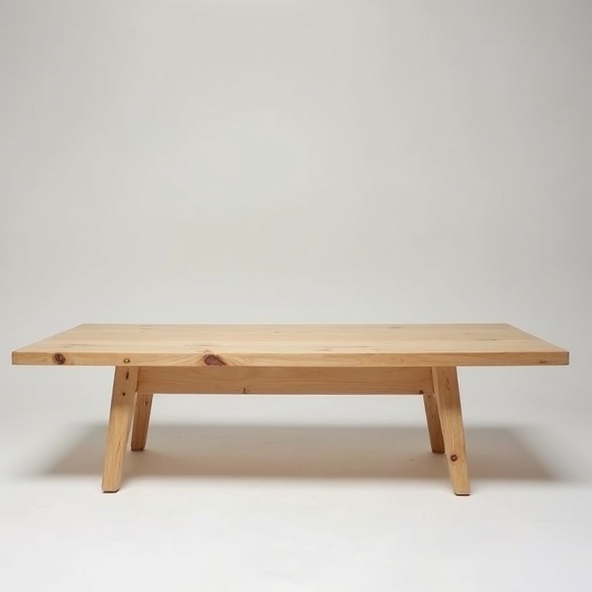 Birch Wood Coffee Table with Tapered Legs