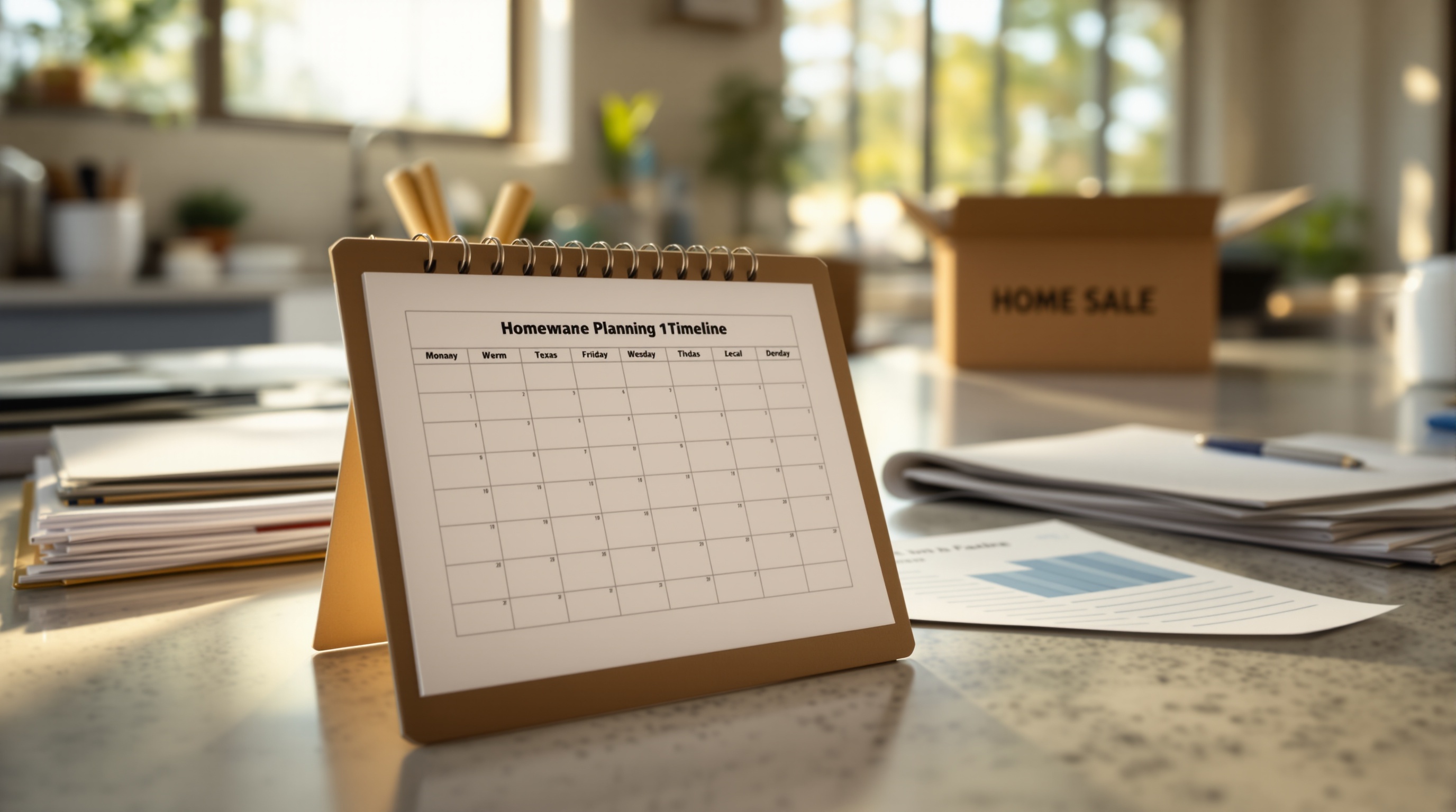 Planning your El Paso home selling timeline - preparation stage El Paso homeowner planning home sale timeline with calendar and checklist