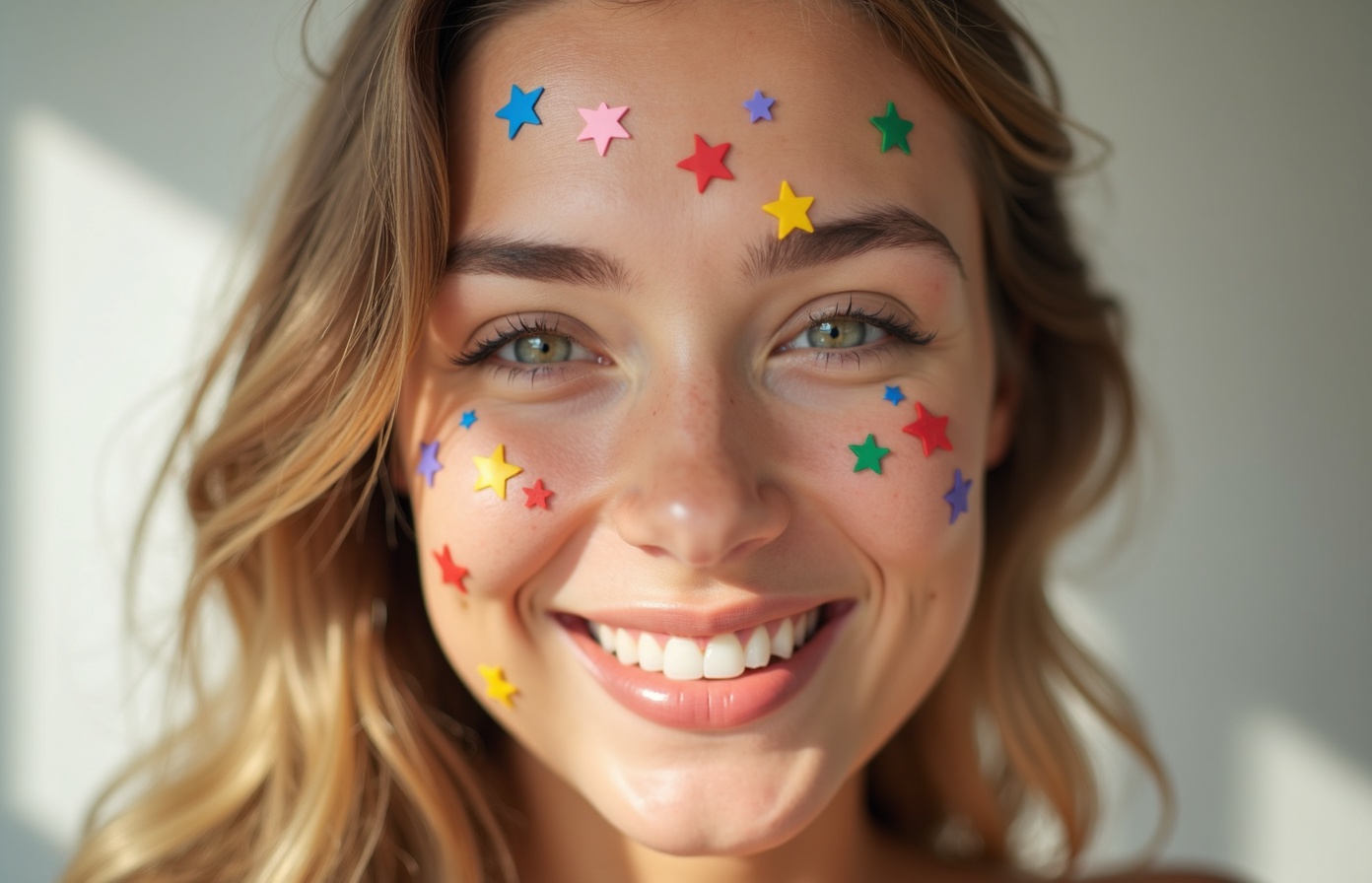 Jeune femme utilisant les patchs étoile StarClear