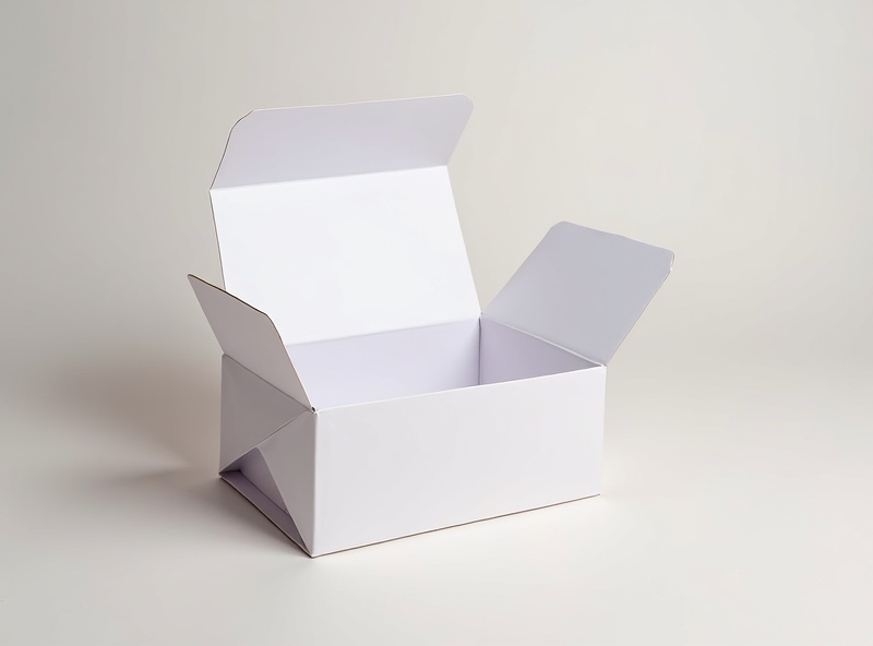 Pudełka zamykane klapkami z nadrukiem cyfrowym - białe opakowania kartonowe z klapkami dla kosmetyków i żywności, różne rozmiary drukowanych pudełek produktowych z kolorowymi projektami
