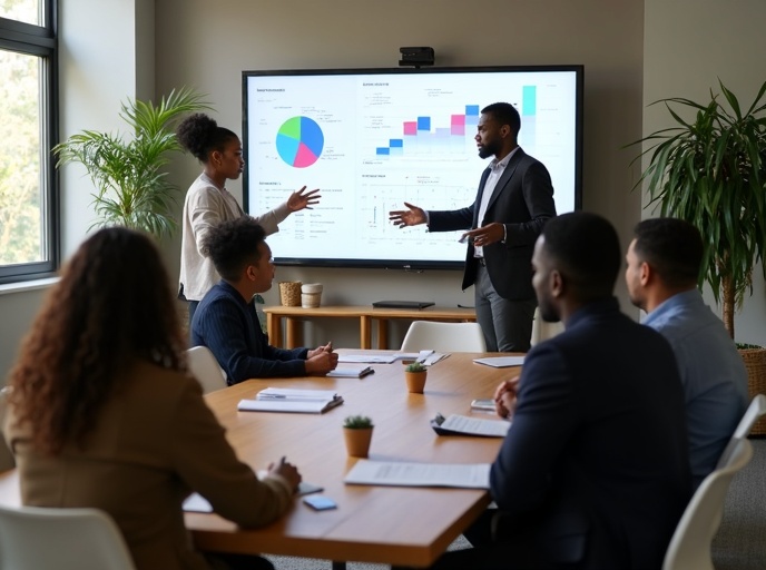 Réunion stratégique KHEPRA EXPERTS - Équipe de consultants africains analysant des documents de gouvernance et stratégie d'entreprise