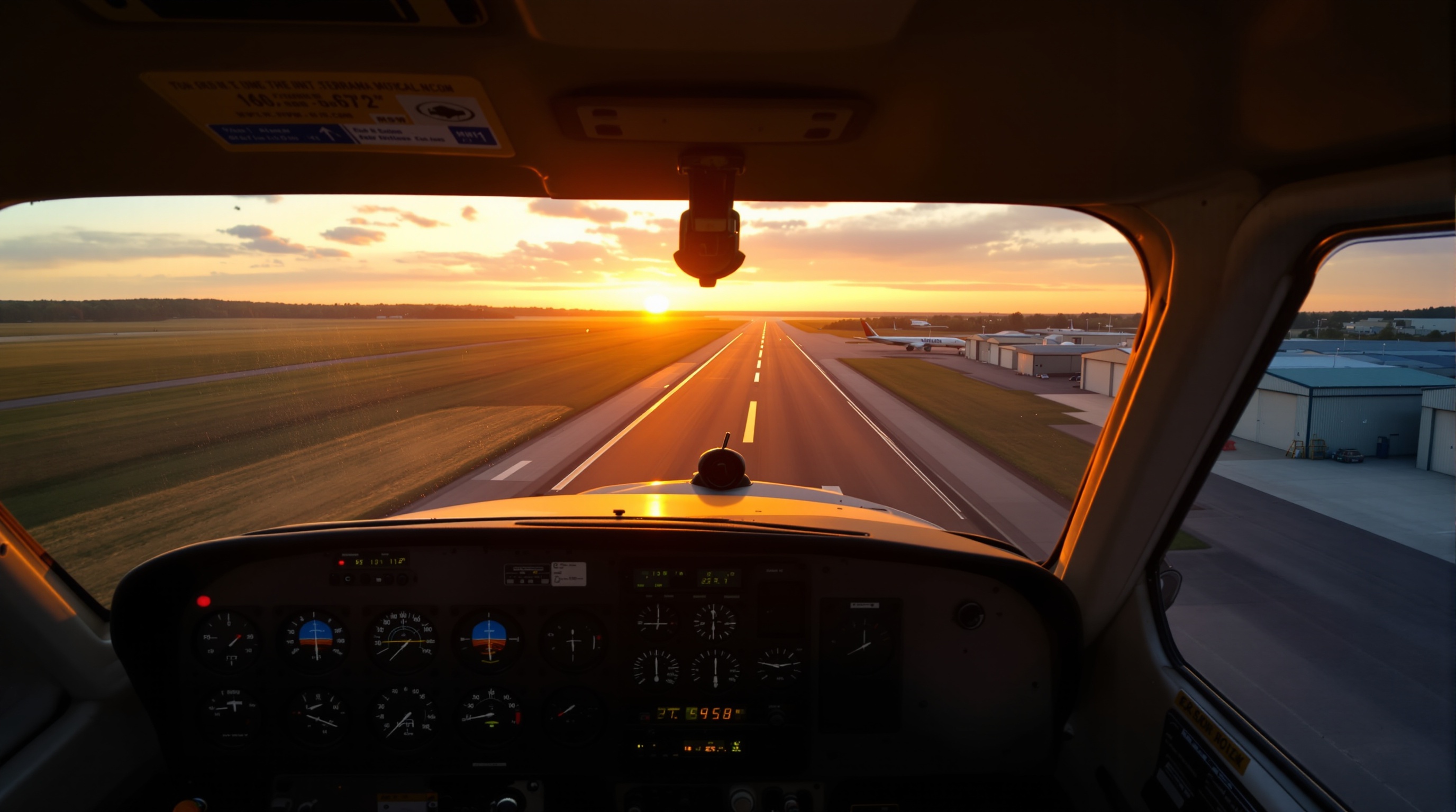 Cockpit view on approach
