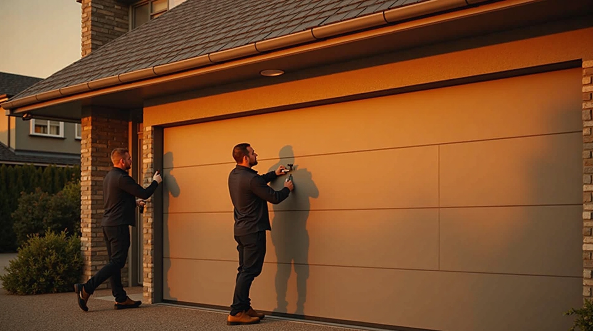 Technicien BTE Group installant une porte de garage moderne