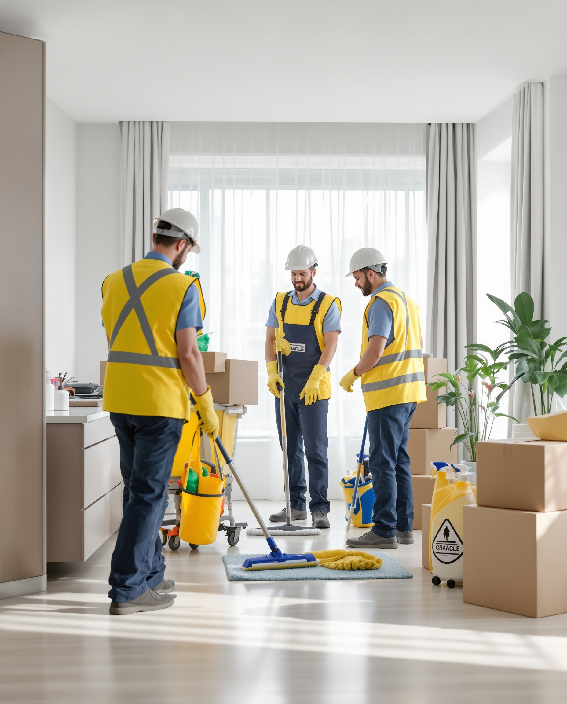 Equipo profesional de JUSTCLEAN realizando vaciado de piso en Terrassa