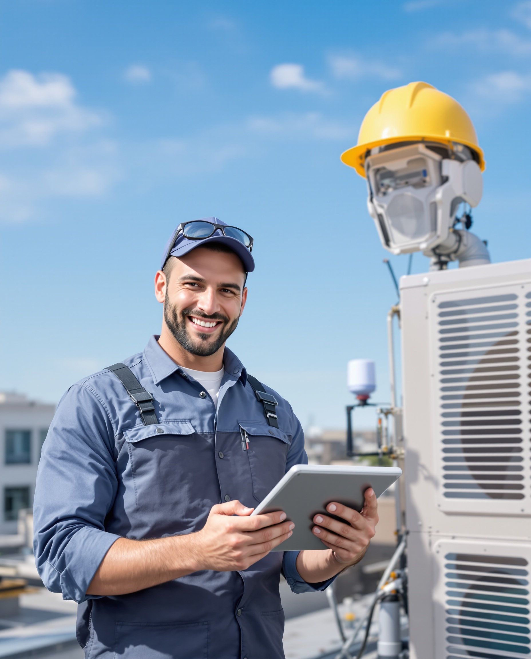 Técnico especializado de Tecnoclima SpA con tablet